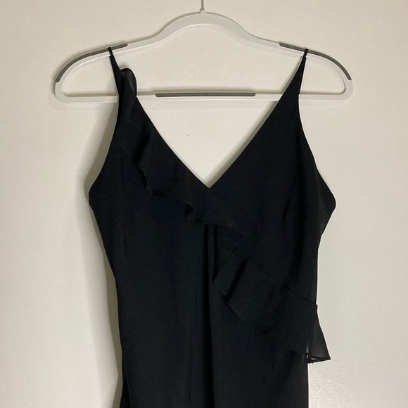 Women’s Black Midi Length Dress W/ Ruffle Detail 10 - Picture 3 of 7